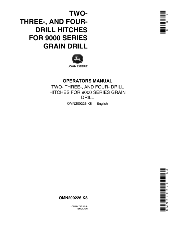 John Deere 2-Drill, 3-Drill, 4-Drill Hitches Operator’s Manual (OMN200226) Workshop Guide