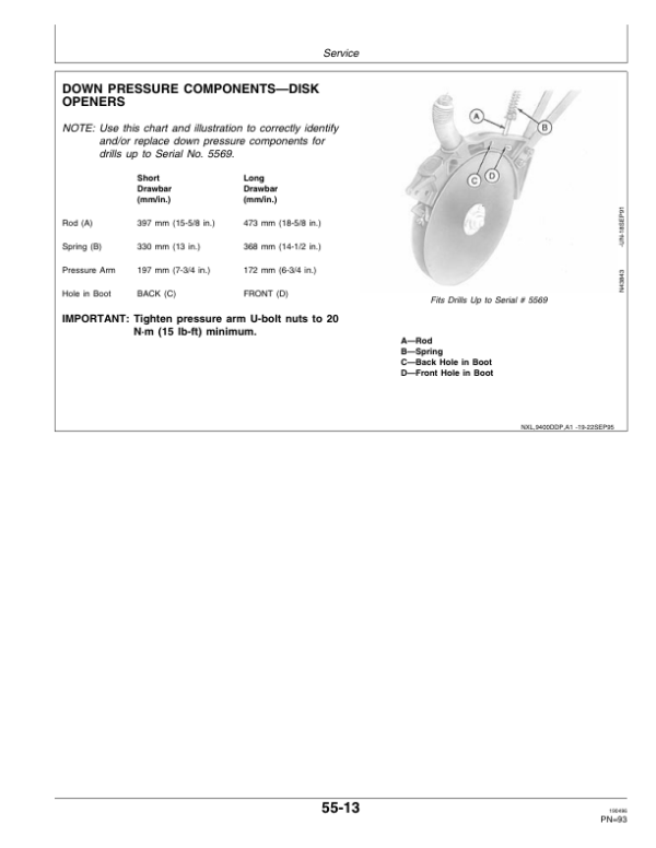 John Deere 9400 Press Wheel Disk Drill (004593-) Operator’s Manual (OMN200327) Workshop Guide