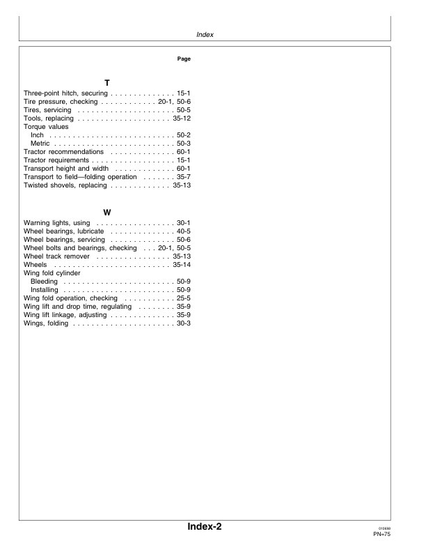 John Deere 1650 Series Drawn Chisel Plow Operator’s Manual (OMN200328) Workshop Guide