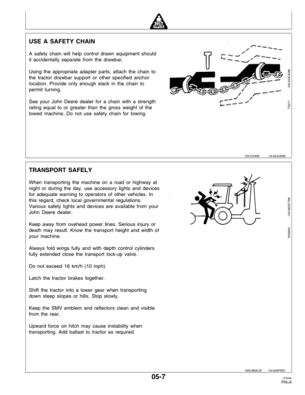 John Deere 960 Series Drawn Field Cultivators (016783 -) Operator’s Manual (OMN200357) Workshop Guide