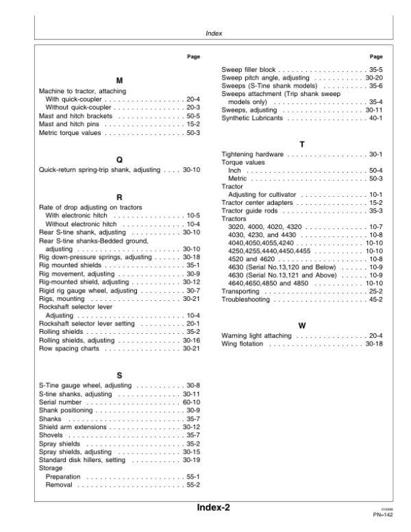 John Deere 845 Series Folding Row-Crop Cultivator Operator’s Manual (OMN200362) Workshop Guide