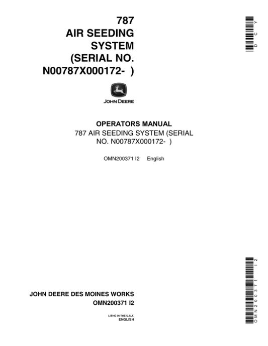 John Deere 787 Air Seeding Operator’s Manual (OMN200371) Workshop Guide