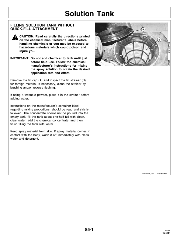 John Deere 6500, 6600 Self-Propelled Sprayers Operator’s Manual (OMN200552) Workshop Guide