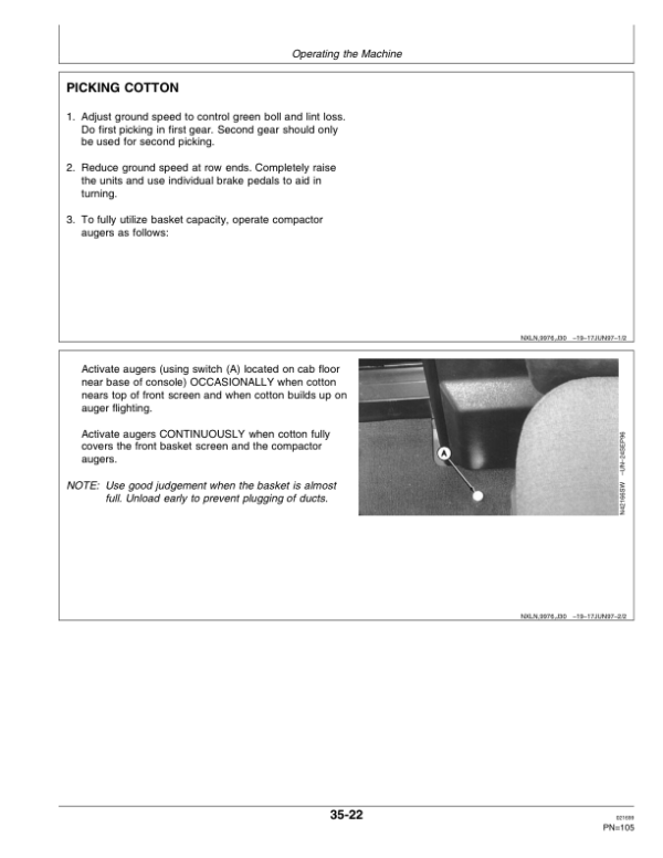 John Deere 9976 Cotton Picker (004001-) Operator’s Manual (OMN200722) Workshop Guide