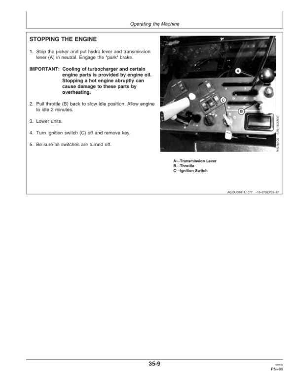 John Deere 9970 Cotton Picker (006001- ) Operator’s Manual (OMN200856) Workshop Guide