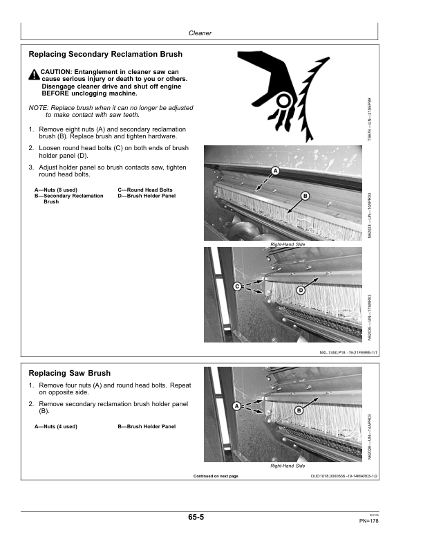 John Deere 7460 Cotton Strippers North America (028001-029000) Operator’s Manual (OMN223783) Workshop Guide