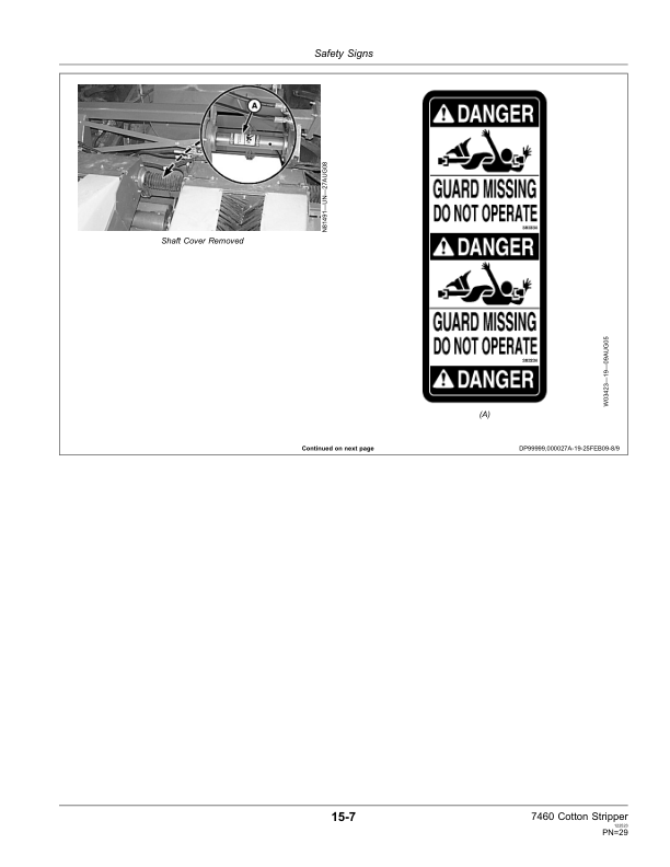 John Deere 7460 Cotton Strippers North America (029001-040000) Operator’s Manual (OMN223785) Workshop Guide