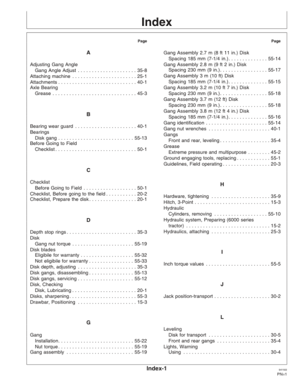 John Deere 627 Drawn Disk Operator’s Manual (OMN300060) Workshop Guide