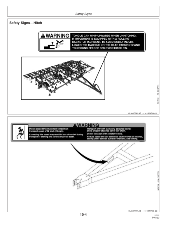 John Deere 980 Series Drawn Field Cultivator Operator’s Manual (OMN300064) Workshop Guide
