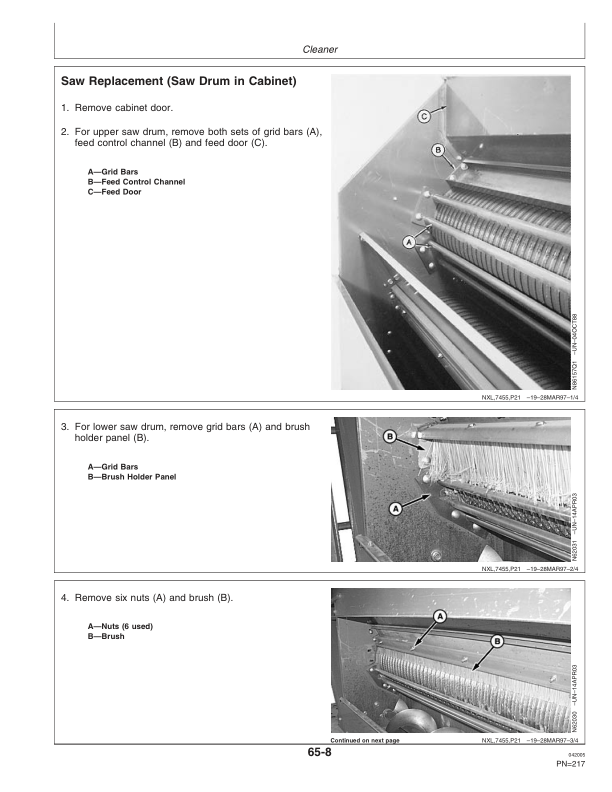 John Deere 7460 Cotton Strippers North America (018001-020000) Operator’s Manual (OMN300367) Workshop Guide