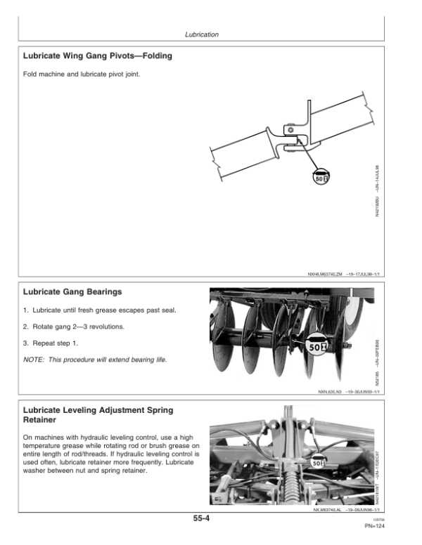 John Deere 637 Regular, Rock, BlackLand, WheatLand Disks (004000-) Operator’s Manual (OMN300481) Workshop Guide