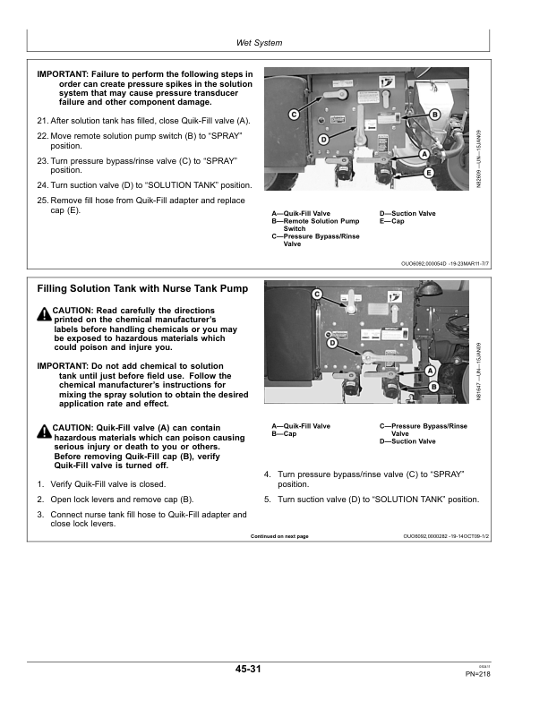 John Deere 4630 Self-Propelled Sprayers Chinese Edition (018001-023000) Operator’s Manual (OMN405586) Workshop Guide