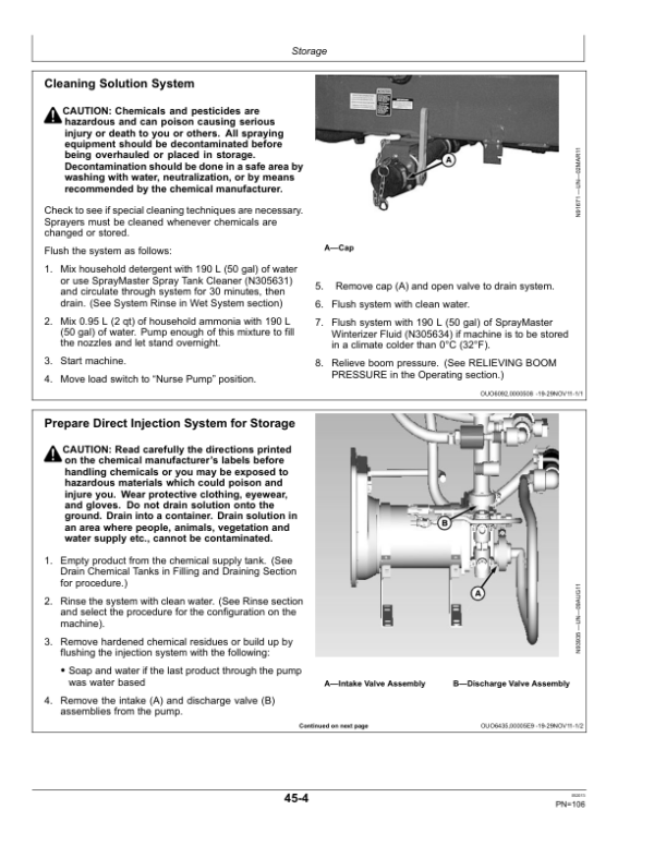 John Deere Direct Injection System – 4940 Self-Propelled Sprayers Operator’s Manual (OMN409904) Workshop Guide