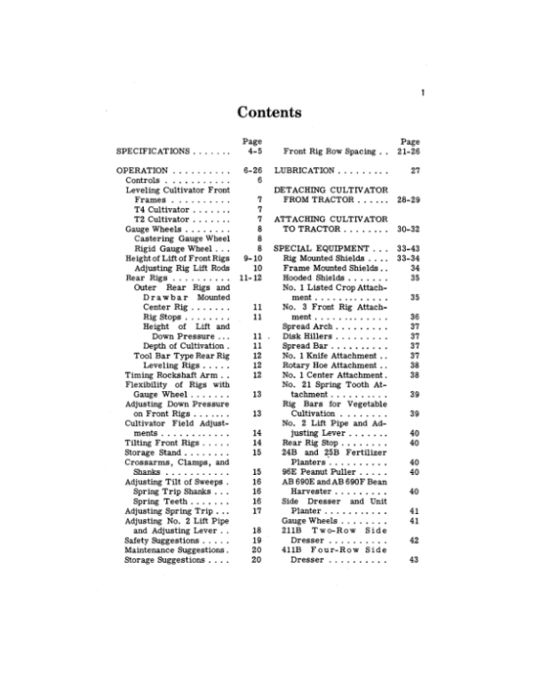 John Deere T2, T4 Row-Crop Cultivator Operator’s Manual (OMN97579) Workshop Guide