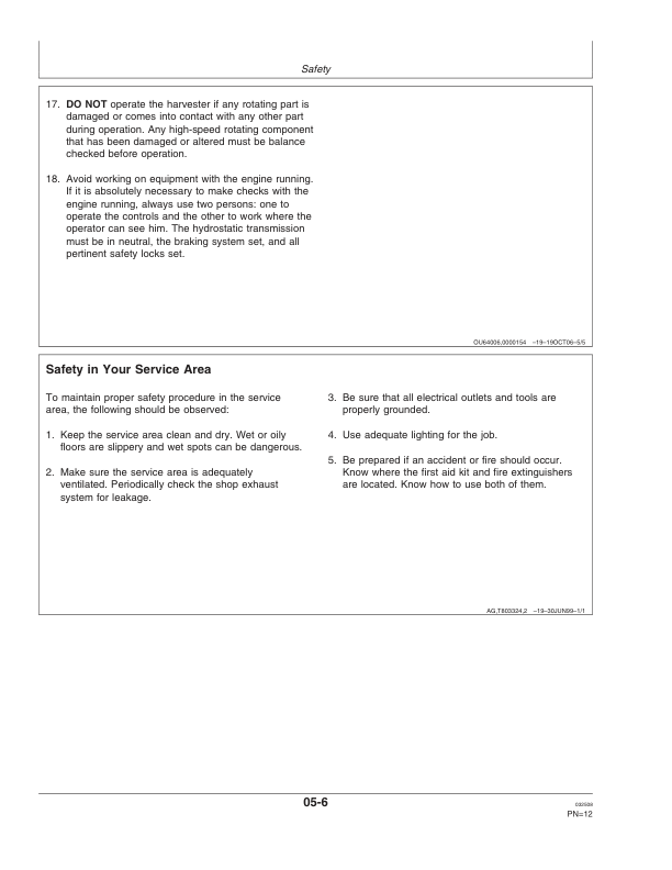 John Deere Harvester 3510 Sugar Cane (060037-) Operator’s Manual (OMNW00271) Workshop Guide