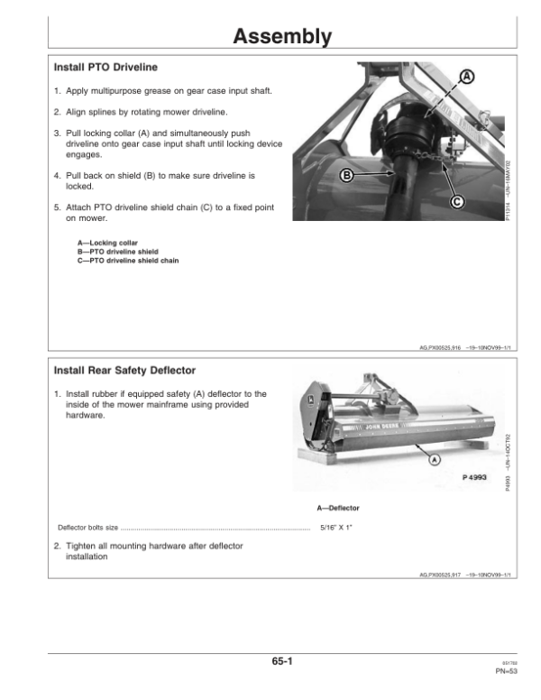 John Deere 360 (-002499), 370 (-002799), 390 (-004599) 300 Series Heavy-Duty Flail Mowers Operator’s Manual (OMP57933) Workshop Guide