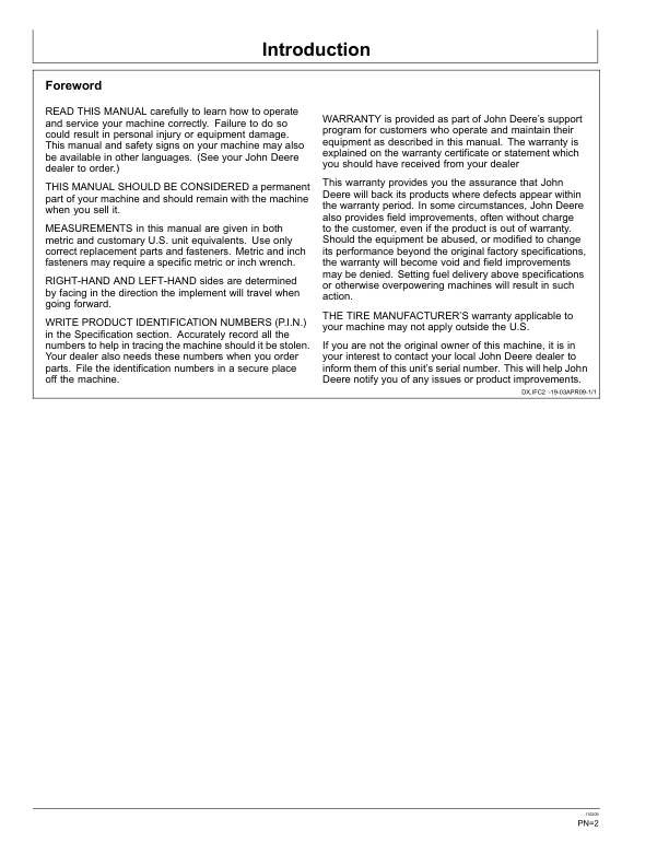 John Deere HX10 Rotary Cutters (010000-011499) HX14 Rotary Cutters (008500-0012509) North America Operator’s Manual (OMP73906) Workshop Guide