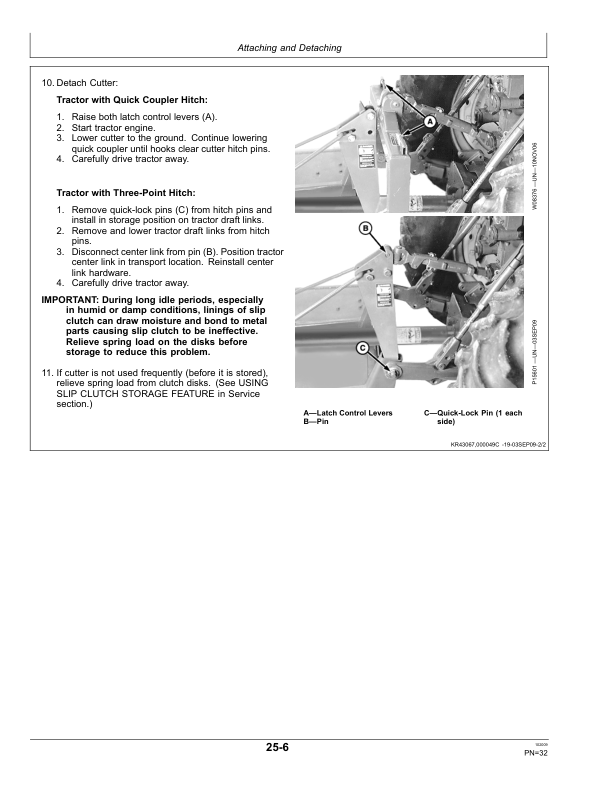 John Deere 609 & 709 Rotary Cutter Operator’s Manual (OMP73918) Workshop Guide
