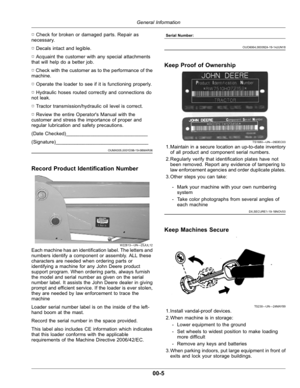 John Deere 741 Loader (Brazilian Edition) Operator’s Manual (OMP74051) Workshop Guide