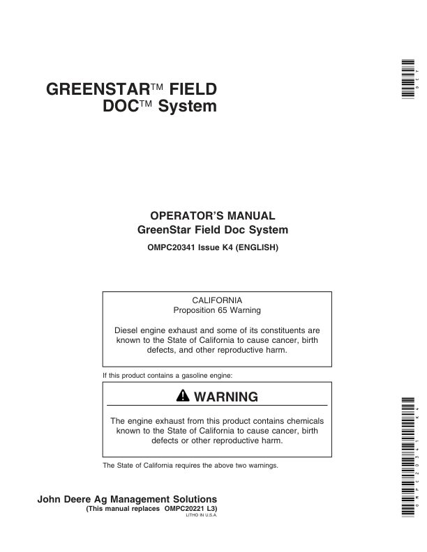 John Deere GreenStar Field Doc System Operator’s Manual (OMPC20341) Workshop Guide
