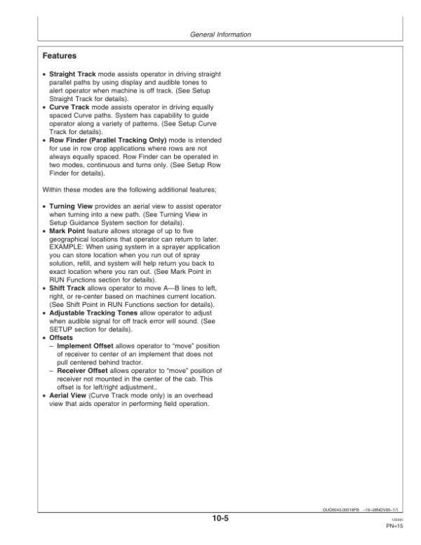 John Deere Greenstar Guidance Parallel Tracking & AutoTrac Assisted Steering Systems Operator’s Manual (OMPC20477) Workshop Guide