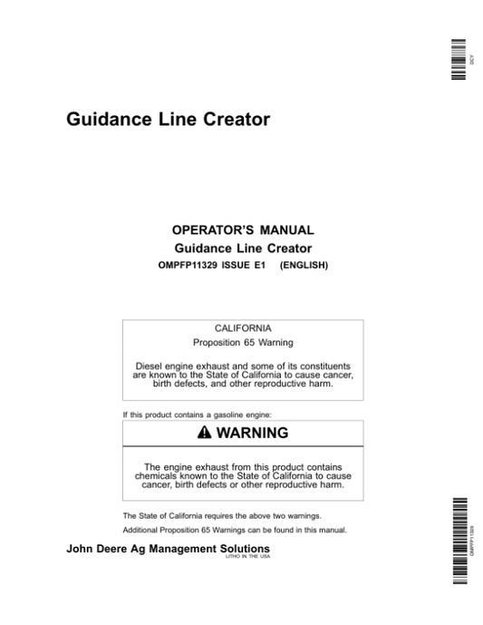 John Deere 1800, 2600, 2630 Greenstar 2 Display Guideane Line Creator Operator’s Manual (OMPFP11329) Workshop Guide