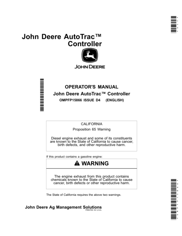 John Deere AutoTrac Controller Operator’s Manual (OMPFP15866) Workshop Guide