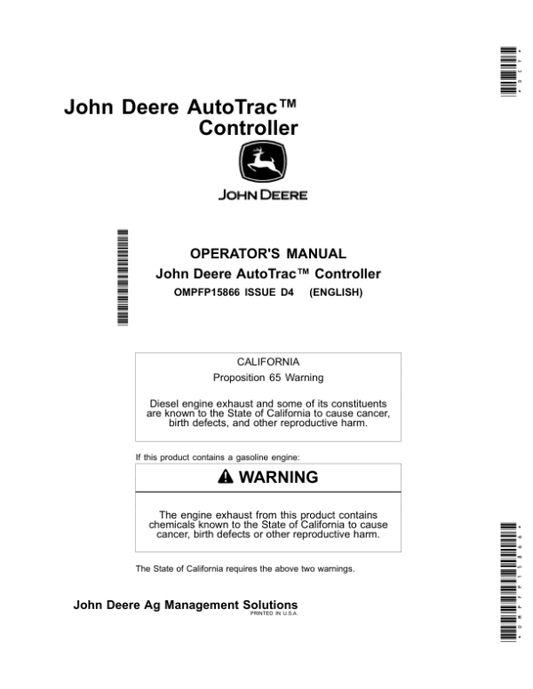 John Deere AutoTrac Controller Operator’s Manual (OMPFP15866) Workshop Guide
