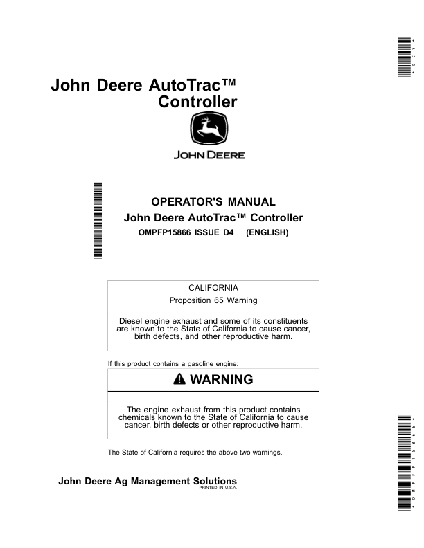 John Deere AutoTrac Controller Operator’s Manual (OMPFP15866) Workshop Guide