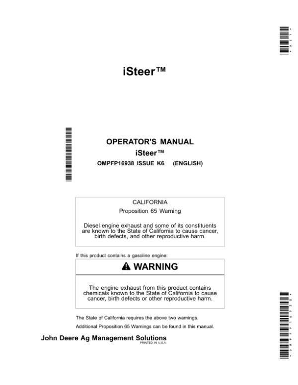 John Deere iSteer Operator’s Manual (OMPFP16938) Workshop Guide