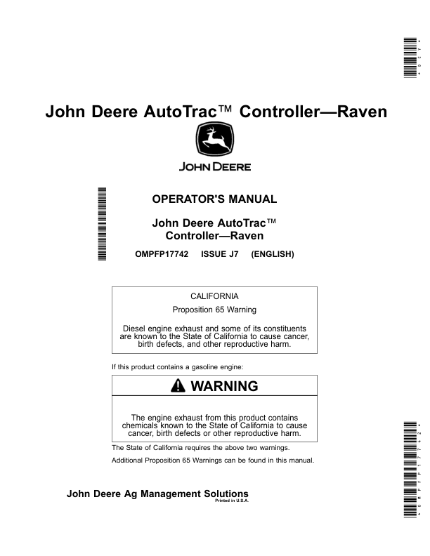 John Deere AutoTrac Controller—Raven Operator’s Manual (OMPFP17742) Workshop Guide