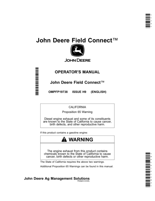 John Deere Field Connect Operator’s Manual (OMPFP19738) Workshop Guide