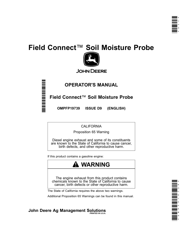 John Deere Field Connect Soil Moisture Probe Operator’s Manual (OMPFP19739) Workshop Guide