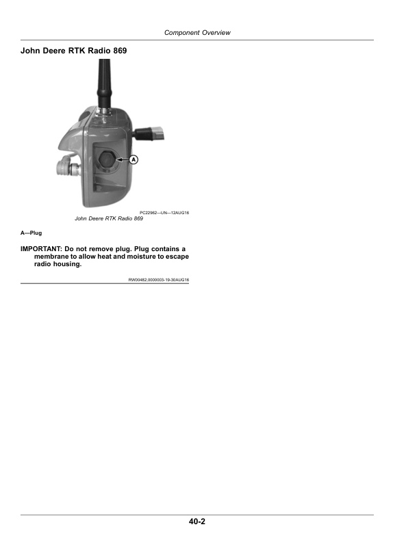 John Deere RTK Radio 869 Operator’s Manual (OMPFP22113) Workshop Guide