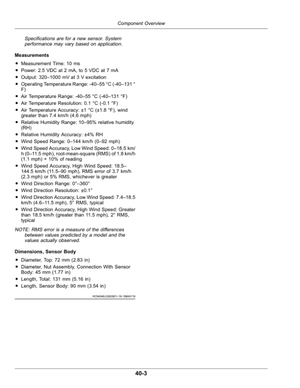 John Deere Mobile Weather (S.N. PCXL01C or D) Operator’s Manual (OMPFP22601) Workshop Guide