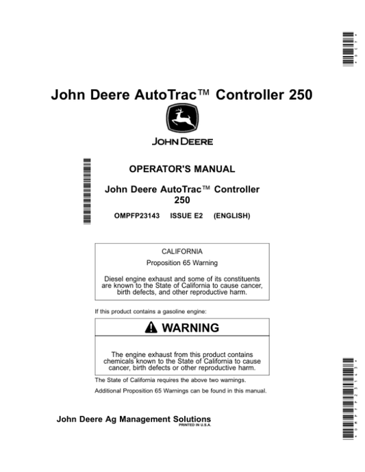 John Deere AutoTrac Controller 250 Operator’s Manual (OMPFP23143) Workshop Guide