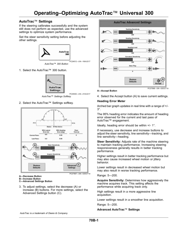 John Deere AutoTrac Universal 300 Operator’s Manual (OMPFP23380) Workshop Guide