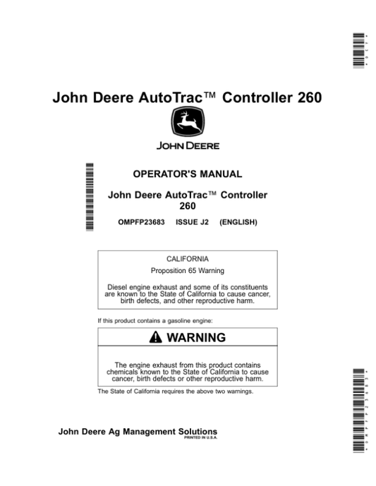 John Deere AutoTrac Controller 260 Operator’s Manual (OMPFP23683) Workshop Guide