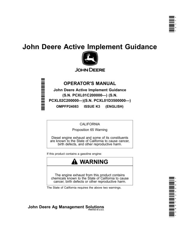 John Deere Active Implement Guidance Operator’s Manual (OMPFP24083) Workshop Guide