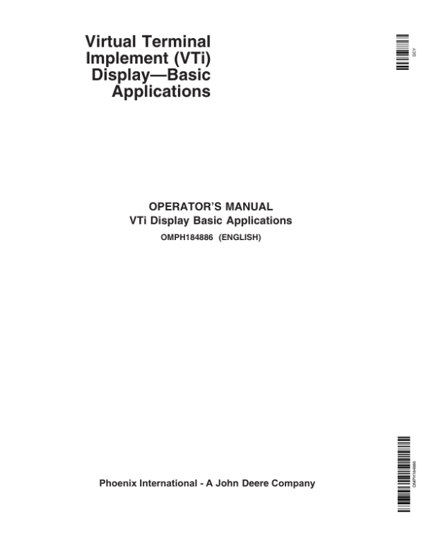 John Deere VTi Display Basic Applications Operator’s Manual (OMPH184886) Workshop Guide