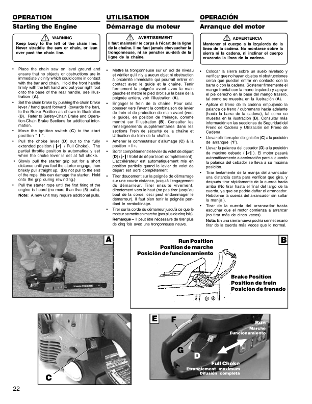 John Deere J3816 Chain Saw Operator’s Manual (OMPS05064) Workshop Guide