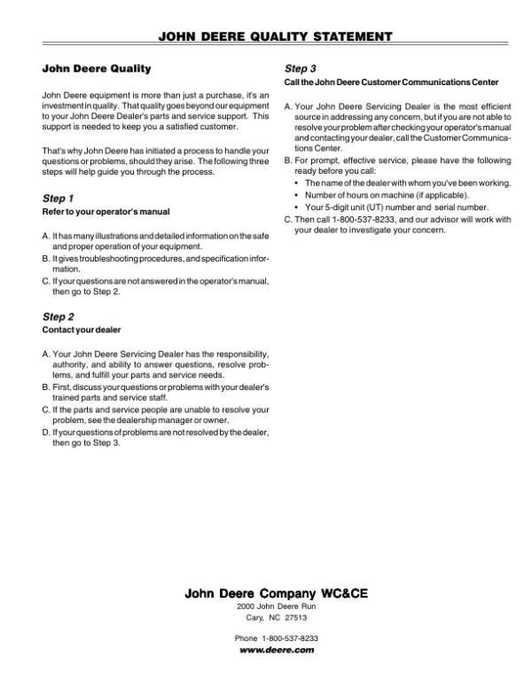John Deere PSA10 Pole Saw Attachment (UT26501) Operator’s Manual (OMPS10053) Workshop Guide