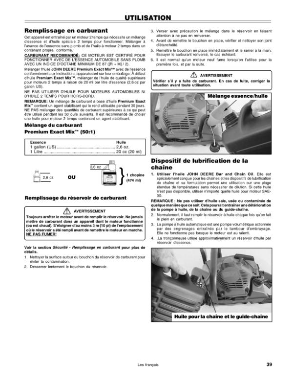 John Deere CS36LE, CS40LE Pro Series Chain Saws Operator’s Manual (OMPS10686) Workshop Guide