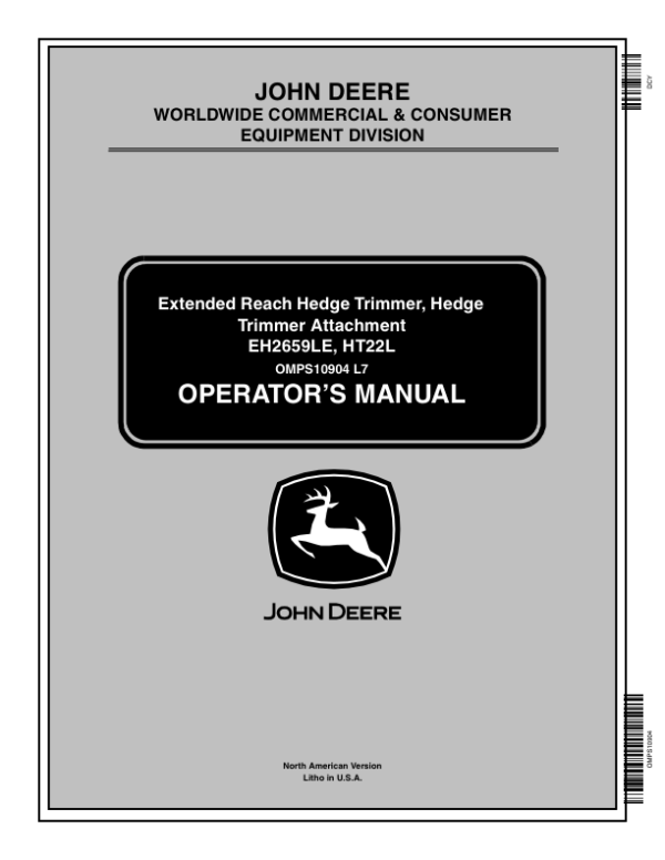 John Deere Extended Reach Hedge Trimmer Attachment (010001-) Operator’s Manual (OMPS10904) Workshop Guide