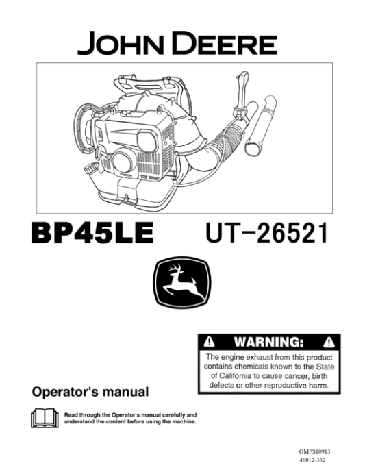 John Deere Blower Operator’s Manual (OMPS10913) Workshop Guide