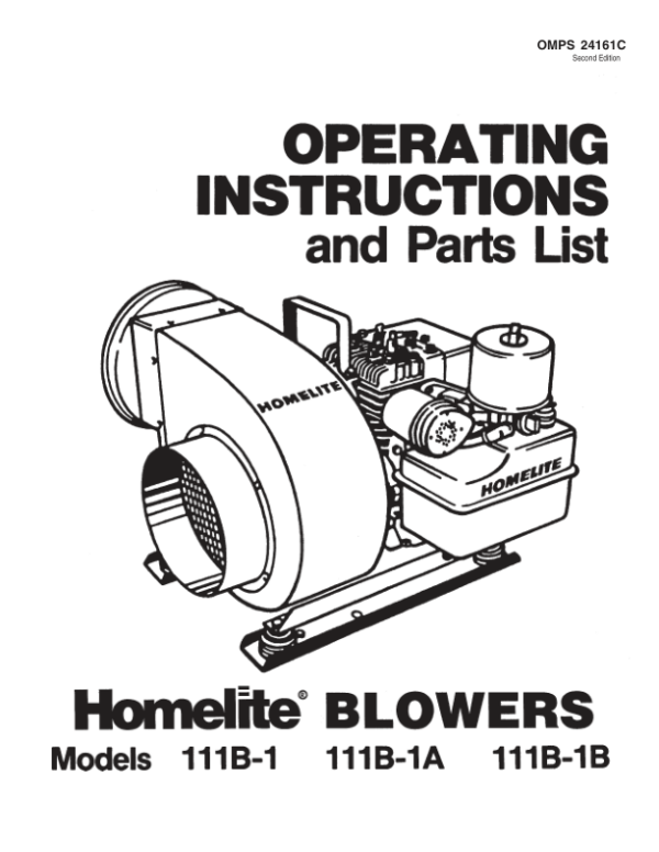 John Deere 111B-1, 111B-1A , 111B-1B Blowers Operator’s Manual (OMPS24161C) Workshop Guide