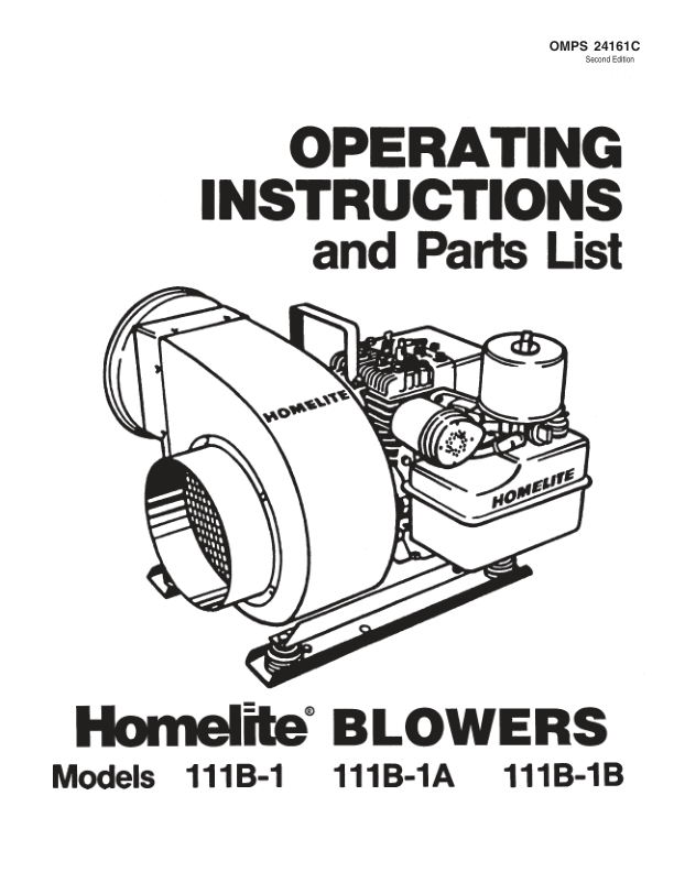 John Deere 111B-1, 111B-1A , 111B-1B Blowers Operator’s Manual (OMPS24161C) Workshop Guide