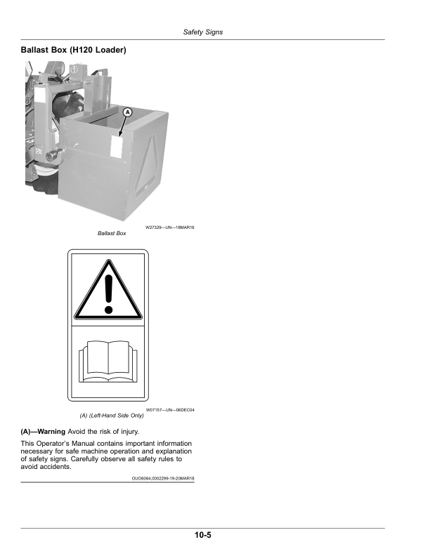 John Deere D120, H120 Loaders Operator’s Manual (OMPXX10184) Workshop Guide