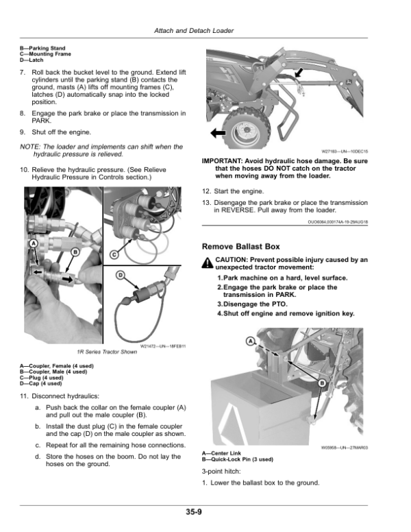 John Deere 220R, 120R Loaders Operator’s Manual (OMPXX11128) Workshop Guide