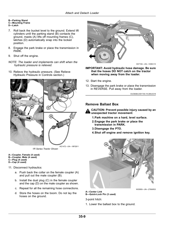 John Deere 220R, 120R Loaders Operator’s Manual (OMPXX11128) Workshop Guide